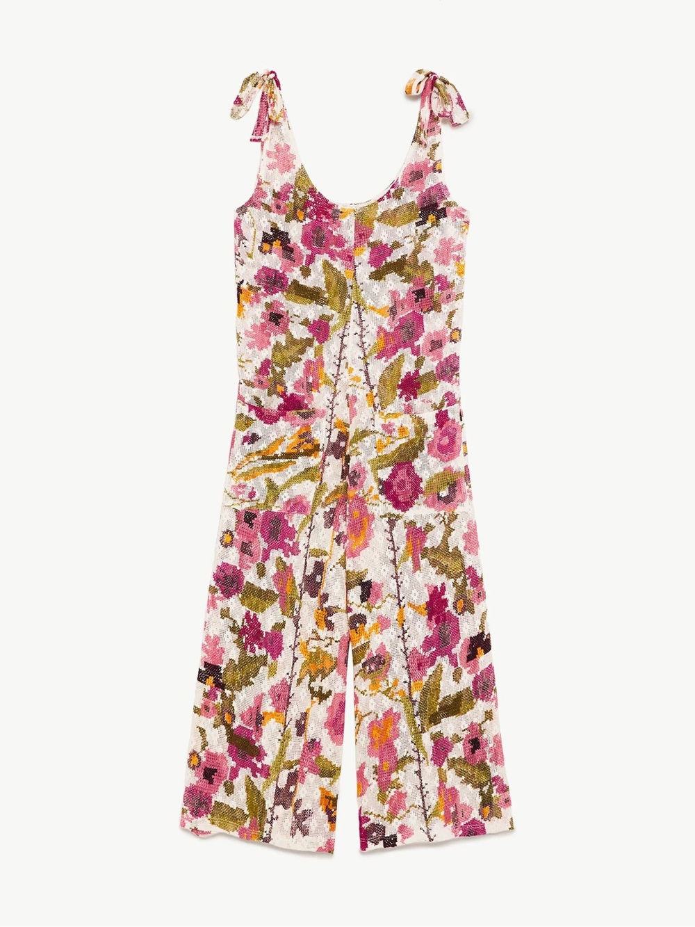 Zara Pink Floral Tie-Shoulder Jumpsuit